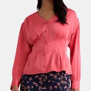 Time and Tru Coral Button-Up Blouse